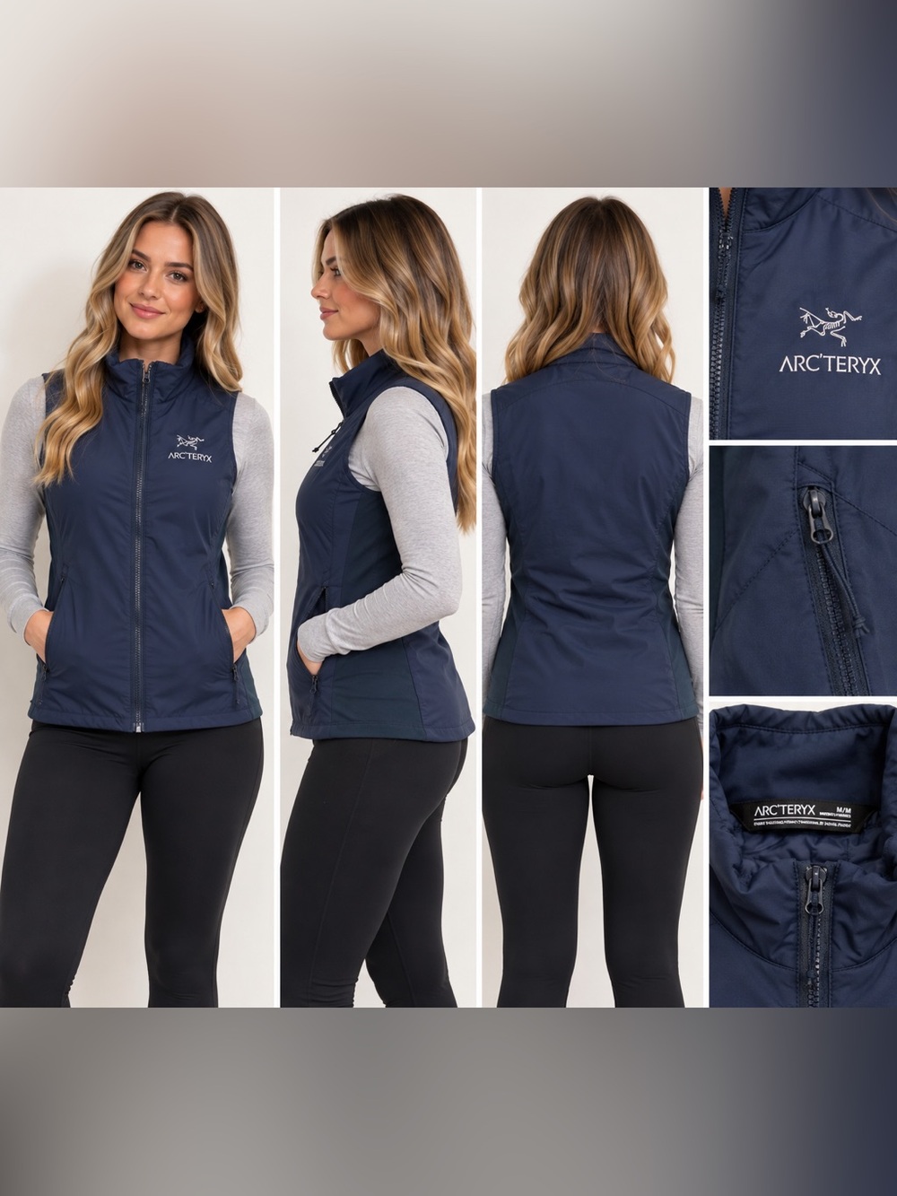 Arc’teryx Atom SL Women’s M Navy Blue Insulated Full Zip Vest Hiking Outdoor
